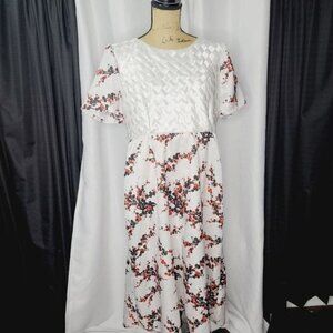 Vintage Handmade Quilted Top Asian Floral Maxi Dress